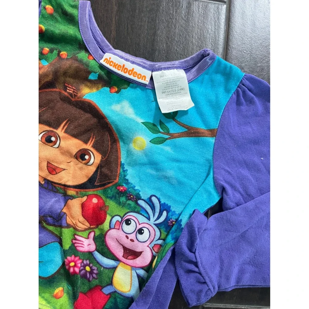 Nickelodeon Dora the Explorer Top Y2K Purple Long Sleeve Ruffle Hem Girls 24M - Picture 1 of 3